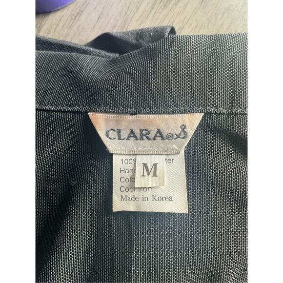 Vintage Clara S Womens Size Medium 2 Piece Tank & Jacket Black Floral Flowy - Picture 13 of 15